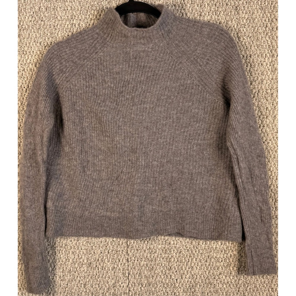 Paloma 100% Cashmere Sweater SP Grey Mock Neck Boxy Oversized Soft